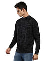 Calvin Klein Men Black Space Dyed Superior Wool Sweater