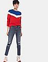 U.S. Polo Assn. Women Crew Neck Colour Block Sweater