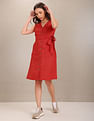 U.S. Polo Assn. Women V-Neck Solid Fit And Flare Dress