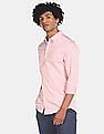Calvin Klein Men Light Pink Slim Fit Stretch Satin Solid Casual Shirt