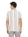 AD by Arvind Cotton Vertical Striped Polo Shirt