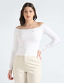 Tommy Hilfiger Slim Fit Ribbed Off Shoulder Top