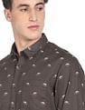 Flying Machine Spread Collar Geometric Print Shirt
