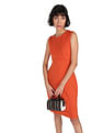 Calvin Klein Women Orange Solid Panelled Bodycon Dress