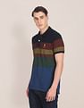 U.S. Polo Assn. Men Multi Colour Horizontal Stripe Pure Cotton Polo Shirt