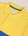 U.S. Polo Assn. Men Yellow Colour Block Cotton Polo Shirt