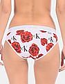 Calvin Klein Underwear Women White And Red Allover Floral Print Stretch Bikini Briefs