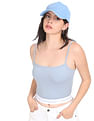 Calvin Klein Jeans Women Light Spaghetti Strap Brand Tape Crop Top