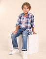 U.S. Polo Assn. Kids Boys Plaid Checked Regular Fit Shirt