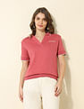 U.S. Polo Assn. Women Boxy Fit Solid Polo Shirt