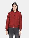 Aeropostale Women Red Solid Bomber Jacket